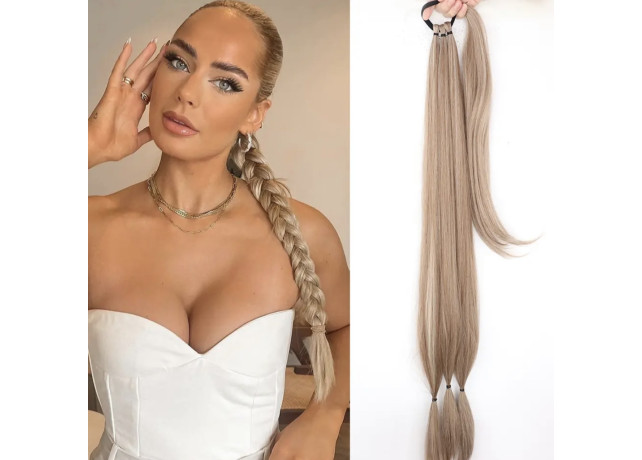 Coada de par pentru impletituri, Blond Rose, 70 cm